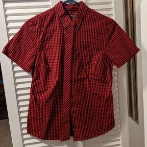 Fred Perry red gingham button down shirt
